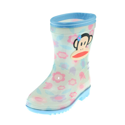 

PaulFrank big mouth monkey children rain boots boy cartoon non-slip water shoes girls rubber shoes PF1012K blue flowers 26