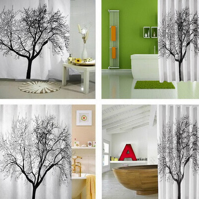 

New Stylish Black Scenery Tree Design Bathroom Waterproof Fabric Shower Curtain