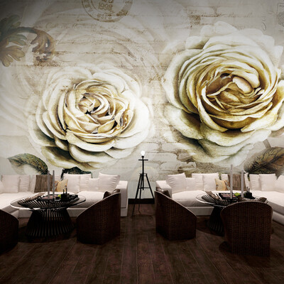 

Custom photo wallpaper 3d golden flower wallpaper bar restaurant cafe mural European style retro nostalgia wallpaper