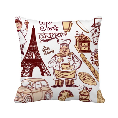 

Food Cooker France Eiffel Tower Square Throw Pillow Insert Cushion Cover Home Sofa Decor Gift