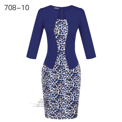 

Women Work Dress Longsleeve Spring new European station grid Pencil Skirt fake two Professional dress L13