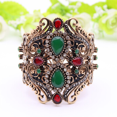 

Vintage Adjustable Size Resin Bangles Cuff Women Bracelets Turkish Antique Gold Color Bangle Indian Retro Jewelry Wrist Joyas