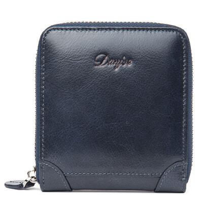 

DANJUE Men Card Holder Genuine Leather Male Purse Real Cow Skin Card Pocket Business Money Bag Short Wallet Clutch Bag Zipper