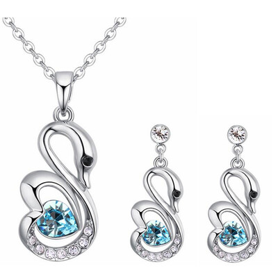 

Fashion Jewelry Sets Crystal from Austrian Heart Pendant Necklace Earrings Set For Women Accessories Bijoux 27091