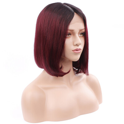 

Short BOB Wig Color 99J Human Hair Wigs With Baby Hair Straight Brazilian Virgin Hair Short Bob Wigs Pre Plucked