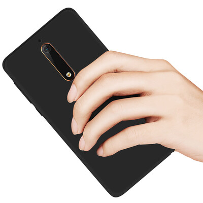 

Kola Nokia 6 Mobile Phone Shell Protective Case Micro Sand Silicone Shatter-Resistant Soft Shell Protective Sleeve Black