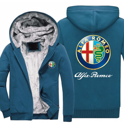 

2018 New hot sale New Alfa Romeo fashion plus velvet thick hooded sweater autumn&winter zipper cardigan jacket