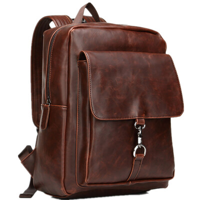

New Leather Backpack Rucksack Korean Fashion Mens Knapsack Vintage Crazy Horse Daypack Bag