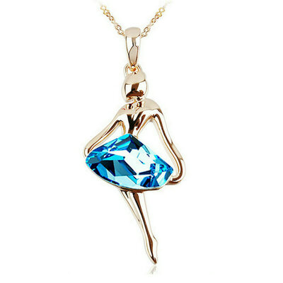 

Yoursfs® 18K Rose Gold Plated Dancer Necklace Use Blue Austrian Crystal Fashion Gemstone Necklace