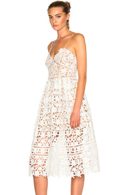 

Lace Hollow Out Nude Illusion Party Dress