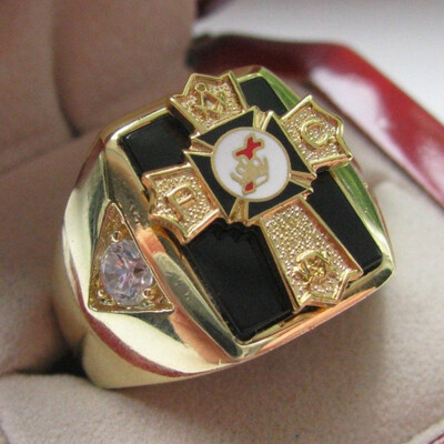 

Hot Selling Natural Onyx 18k Gold Plated NEW Mens Knights TEMPLAR Past Commander Crest Ring