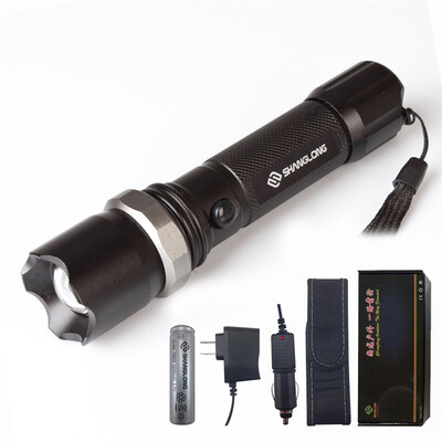 

Shanglong outdoor direct charge convex lens zoom special police light flashlight suit CREE Q5 third gear dimming belt nylon sets lithium battery charger SL-E29