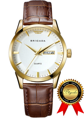 

BRIGADA Швейцарский бренд BWatches для мужчин, классический золотой бизнес случайные водонепроницаемые кварцевые мужские часы
