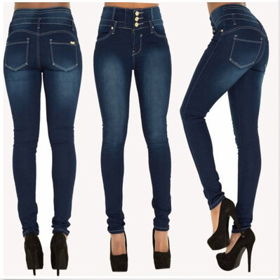 

XXL 2016 Skinny Thin High Waist Pencil Pants Women Elastic Sexy Denim Jeans Trousers