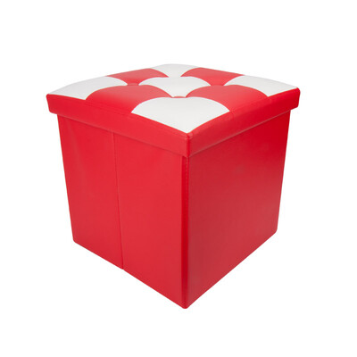 

Tinghao tinghao PU square red&white double lattice folding storage stool finishing box for shoes bench