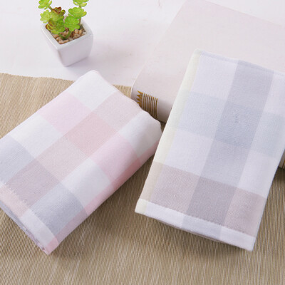 

Gold Towel Home Textile Cotton Towel Double Layer Innocent Plaid Face Towel Two GrayRed 81gArticle 70345cm