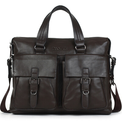 

DANJUE Men Business Briefcase Genuine Leather Big Capacity Men Handbag Fashion Men Bags Double Bag Messenger Bag Male