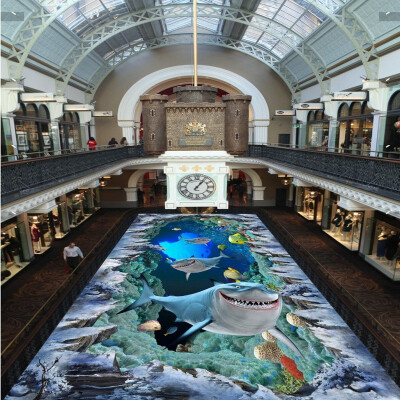 

Free Shipping hotel restaurant decoration Ocean World wear waterproof floor wallpaper mural 250cm x200cm