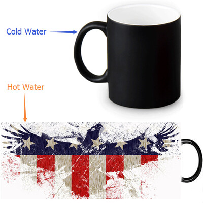 

US Flag And Bald Eagle 350ml/12oz Heat Reveal Mug Color Change Coffee Cup Sensitive Morphing Mugs Magic Mug Milk Tea Cups