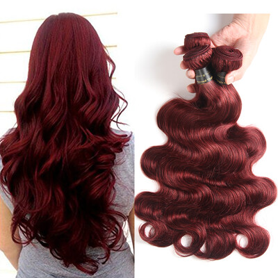 

4PCSLOT Pre-colored Peruvian Virgin Hair Body Wave Burgundy 99J Color Human Hair Weave Bundles Peruvian Body Wave Hair Extension