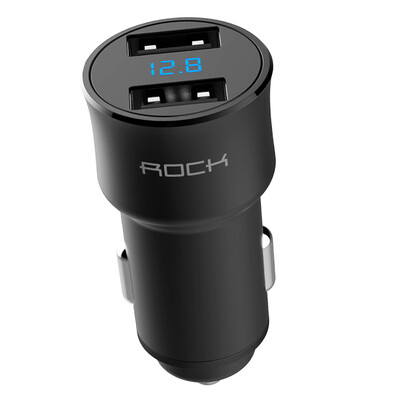 

Car Charger Digital Display Dual USB ROCK 5V 34A For iPhone Xiaomi Samsung Fast Charging Voltage Monitoring Universal Phone