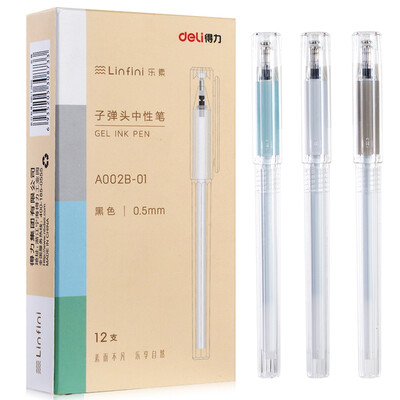 

Deli deli music 05mm black gel pen bullet water-based pen 12 box A002B-01