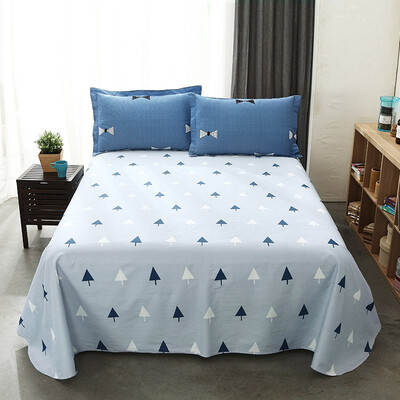 

Yingxin textile cotton bedding high count high density cotton twill single sheets 155 230 simple elements blue A version
