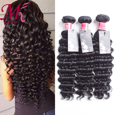 

Moko Hair Brazilian Virgin Hair Deep Wave 4 Bundles 7A Grade 100 Unprocessed Human Hair Weaving Bundles Brazilian Deep Wave