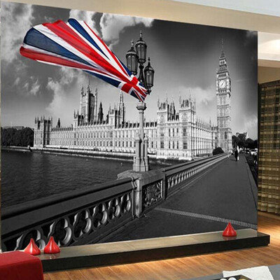 

Vintage Wallpaper Black And White London City Building Photo Mural Living Room Cafe Kids Room Personality Decor Wall Paper Roll