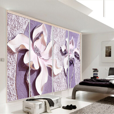 

Customize Any Size 3D Relief Purple Magnolia Bedroom TV Background Wall Paper Home Decor Living Room Non-woven Mural Wallpaper