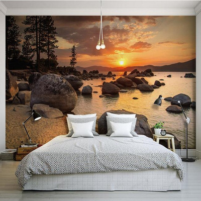 

Custom photo wallpaper Sunset sea view large mural wallpaper HD living room TV background wall sofa wallpaper
