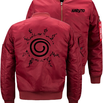 

NARUTO Anime Akatsuki Bomber Flight Flying Jacket Winter thicken Warm Zipper Men Jackets Anime Mens Casual Coat
