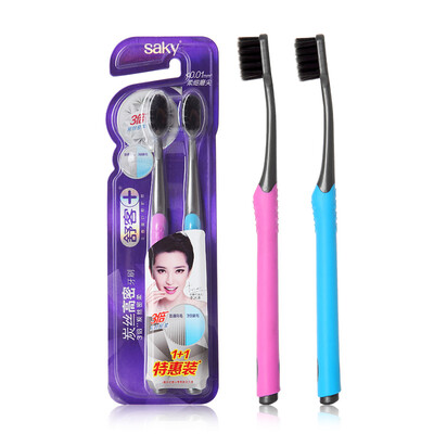 

Shuke carbon wire high density toothbrush soft hair 2 small brush head preparation long charcoal guard