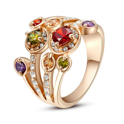

yoursfs ® 18k rose позолоченные разноцветные цветок кольцо использовать модные украшения австрийского кристалл