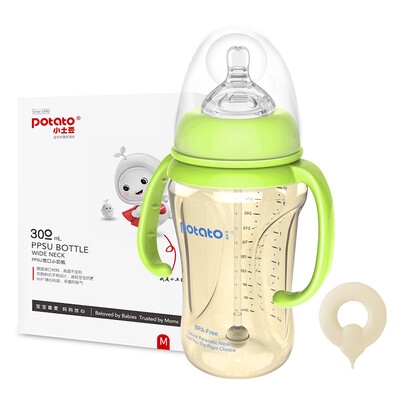 

Small potato wide caliber ppsu bottle with handle straw drop baby bottle newborn bottle 300ml