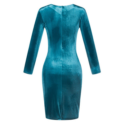 

Women Dress Sexy Slim Solid Color Elegant South Korea's Foreign trade Hot Korean Velvet long-sleeved gold velvet bag hip dress L10