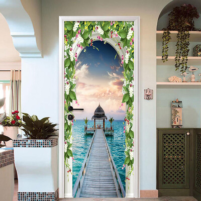 

3D обои Римская колонна Красивый вид на море Фото Настенная наклейка для стен Mural Living Room Space Expansion PVC Wall paper 77cmx200cm