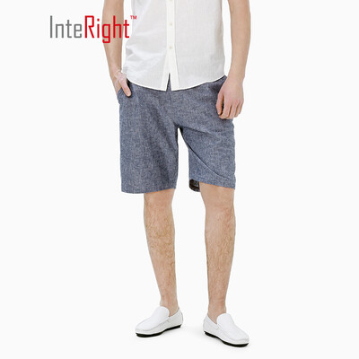 

INTERIGHT casual shorts mens cotton&linen blend casual pants deep khaki  36
