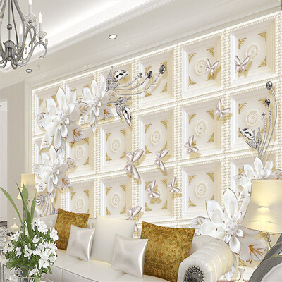 

Custom 3D Mural Wallpaper European Style Simple Marble Rome Pillar Diamond Flower Backdrop Wall Paper Living Room Hotel 3D Decor