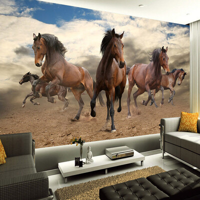 

Пользовательские 3D Mural обои Нетканые стереоскопические скачущие лошади Домашнее украшение Стены искусства для гостиной Спальня обои Roll