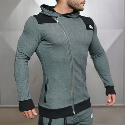 

Muscle Fitness brothers mens autumn&winter running sports sweater breathable stitching Slim coat