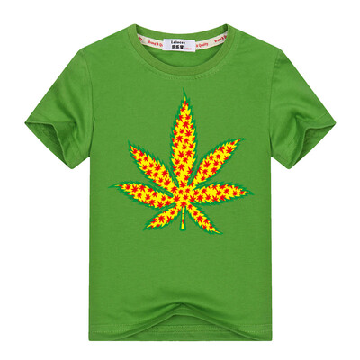 

2018 Newest Kids Weed leaf t shirt Grey shirts Boys Funny T-shirt Summer Casual Top Tees 100% Хлопок Детская одежда
