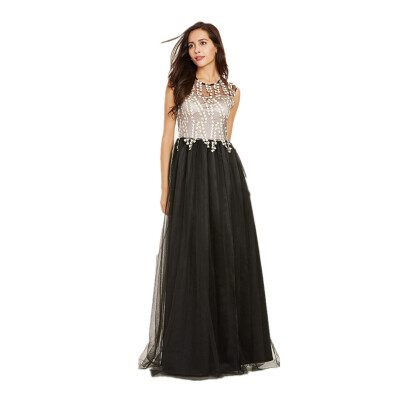 

CAZDZY Scoop Neck Appliques A Line Evening Dress