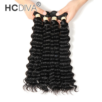 

HCDIVA Virgin Human Hair Deep Wave 4 Bundles Lot 100 Unprocessed Malaysian Deep Curl Wave Good Quality Hair 4 Pieces Package