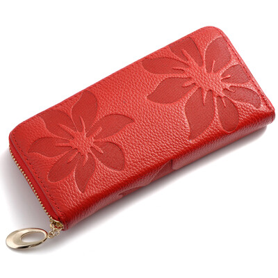 

Leather handbags kapok hand Baotou cowhide wallet bag lady long multi card Long Wallet Zipper Bag