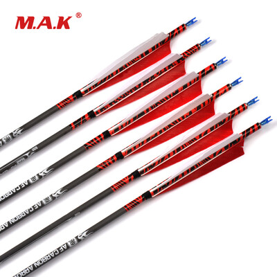 

6 pcs 76cm Pure Carbon Arrows Spine 500 With Turkey feather for 20-50lbs Longbow Recurve Bow Hunting Bow Archery Free Shipping