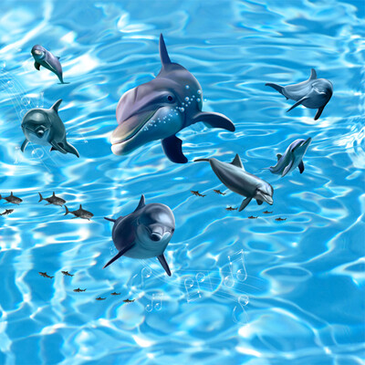 

Custom 3D Mural Photo Wallpaper Rolling Waves Dolphin High Quality Large Mural Kids' Room Wall Paper Sofa Backdrop Home Decor