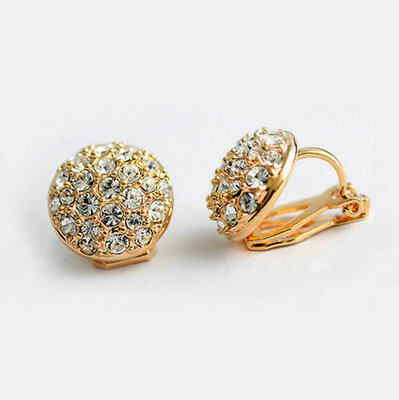

Yoursfs® 18K Rose Gold Plated Classics Round Clip on Earrings Use Austrian Crystal Fashion Jewelry