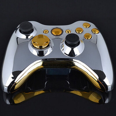 

Chrome Silver modded Full Shell Gold Buttons for Xbox 360 Wireless Controller