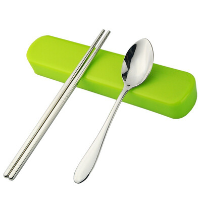 

【Jingdong Supermarket】 Baige BAYCO portable stainless steel chopsticks spoon tableware set BX4916-B forest green